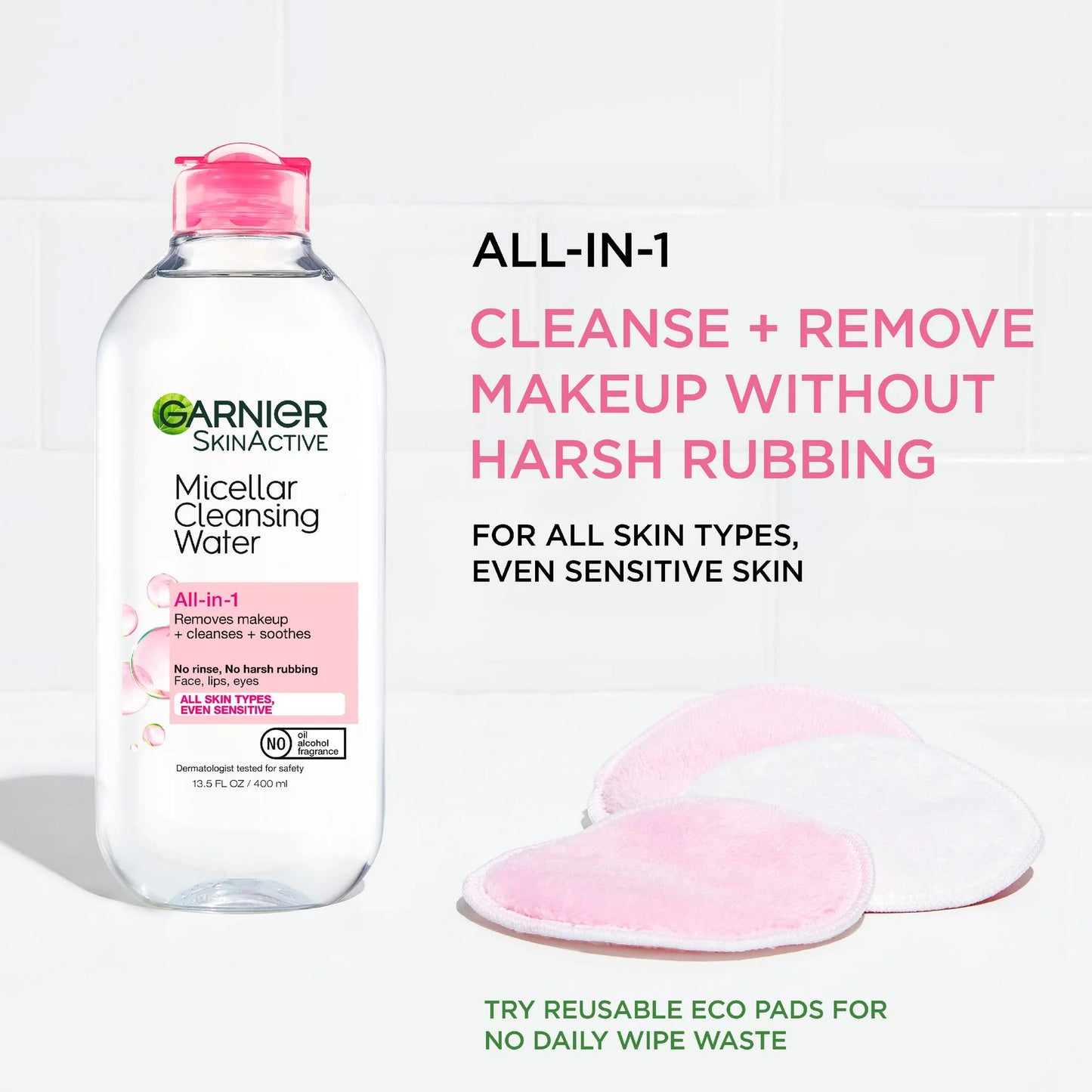 Garnier Micellar Cleansing Water 400ML Pink Feature Only 13.5 fl oz